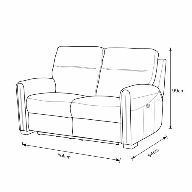 Nicoletti Atlanta Beige Leather Power Reclining 2 Seater Sofa – view 2