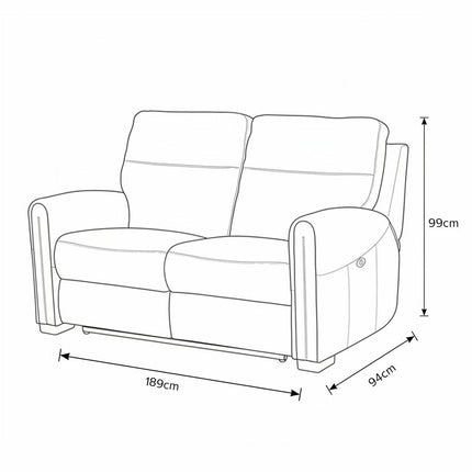 Nicoletti Atlanta Beige Leather Power Reclining Large 2 Seater Sofa – view 2