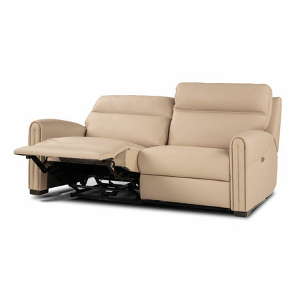 Nicoletti Atlanta Beige Leather Power Reclining Large 2 Seater Sofa – view 3