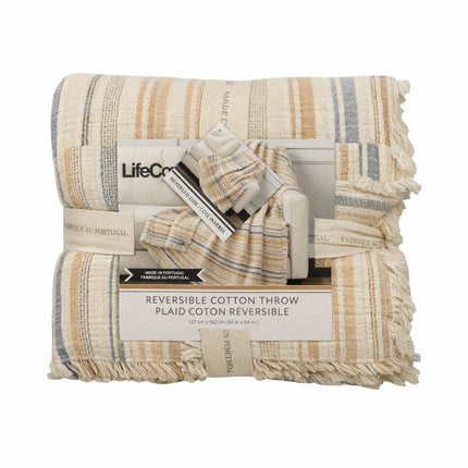 Life Comfort Reversible 100% Cotton Gauze Throw in 3 Colours, 127 x 162 cm – view 6