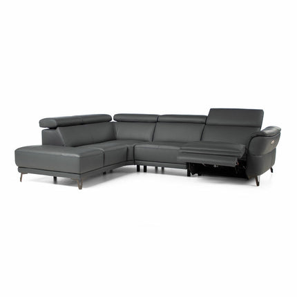 Nicoletti Charleston Blue Leather Power Reclining Corner Sofa with Chaise in 2 Configurations – view 3