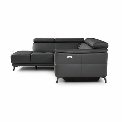 Nicoletti Charleston Blue Leather Power Reclining Corner Sofa with Chaise in 2 Configurations – view 5