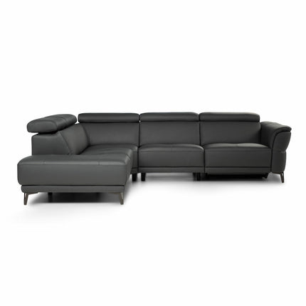 Nicoletti Charleston Blue Leather Power Reclining Corner Sofa with Chaise in 2 Configurations – view 4