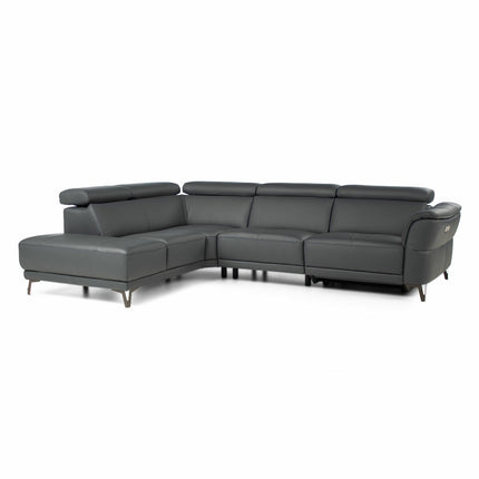 Nicoletti Charleston Blue Leather Power Reclining Corner Sofa with Chaise in 2 Configurations – view 7