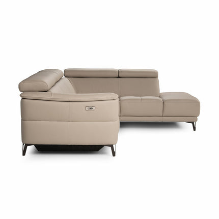 Nicoletti Charleston Beige Leather Power Reclining Corner Sofa with Chaise in 2 Configurations – view 5
