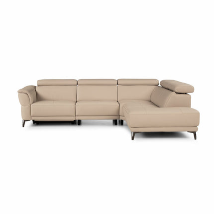 Nicoletti Charleston Beige Leather Power Reclining Corner Sofa with Chaise in 2 Configurations – view 4