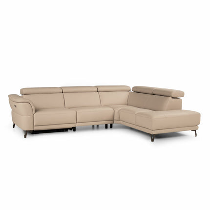 Nicoletti Charleston Beige Leather Power Reclining Corner Sofa with Chaise in 2 Configurations – view 7