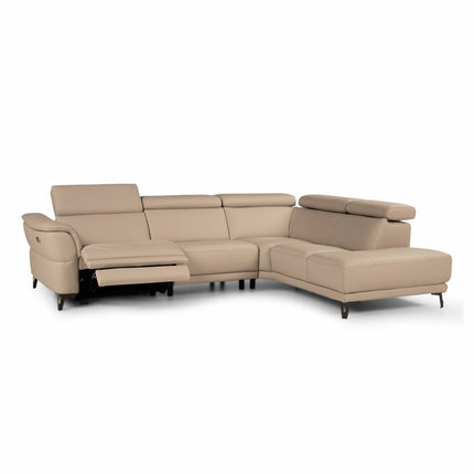 Nicoletti Charleston Beige Leather Power Reclining Corner Sofa with Chaise in 2 Configurations – view 3