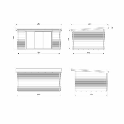 Palmako Lea 44mm Wooden Log Cabin in Light Grey 14ft 7" x 10ft 8" (4.5m x 3.3m) – view 2