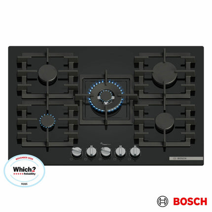 Bosch Series 6 PPQ7A6I40, Tempered Glass 75cm Gas Hob in Black