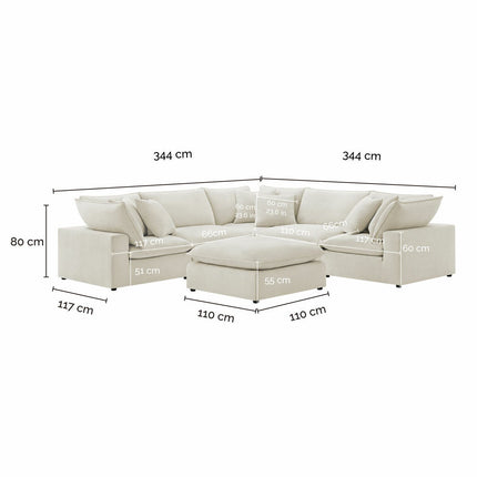 Aiden & Ivy Sereen Cream Fabric 6 Piece Modular Sofa – view 2