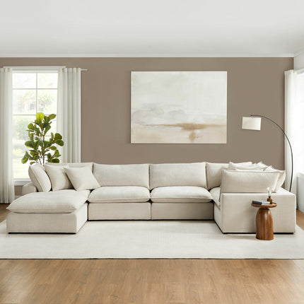 Aiden & Ivy Sereen Cream Fabric 6 Piece Modular Sofa – view 3