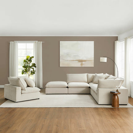 Aiden & Ivy Sereen Cream Fabric 6 Piece Modular Sofa – view 5