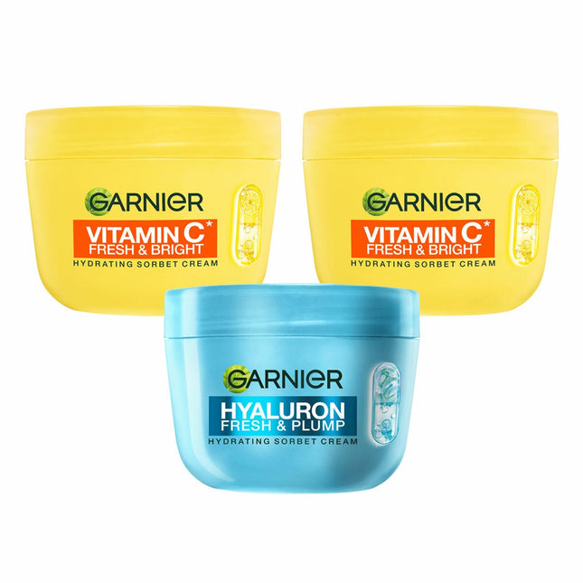 Garnier Sorbet Cream, 2x Vitamin C + 1x Salicylic and Hyaluron, 3 x 85ml