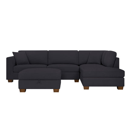 Thomasville Walsen Blue Fabric Corner Sofa with Storage Ottoman, Right Hand Facing – view 6