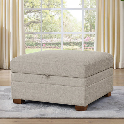 Thomasville Tisdale Taupe Fabric Storage Ottoman