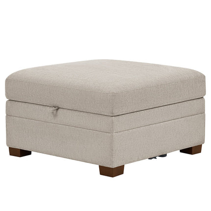 Thomasville Tisdale Taupe Fabric Storage Ottoman – view 3