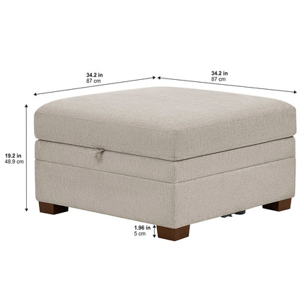 Thomasville Tisdale Taupe Fabric Storage Ottoman – view 2