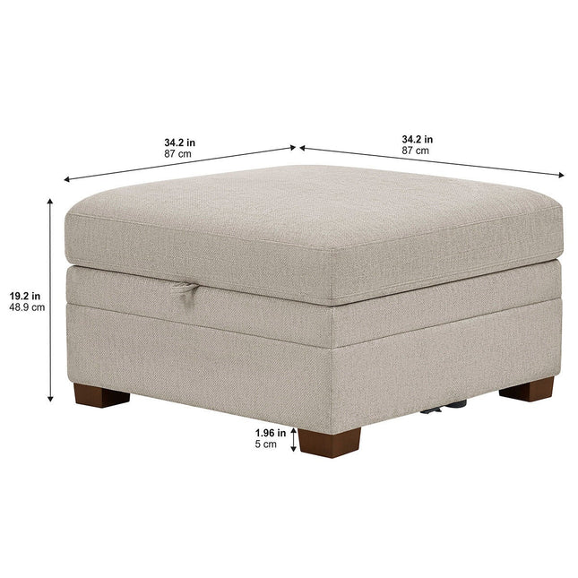Thomasville Tisdale Taupe Fabric Storage Ottoman – view 2