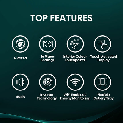 Hisense HS673A90WUK, 16 Place Setting, Freestanding Dishwasher, A Rated in White – view 3