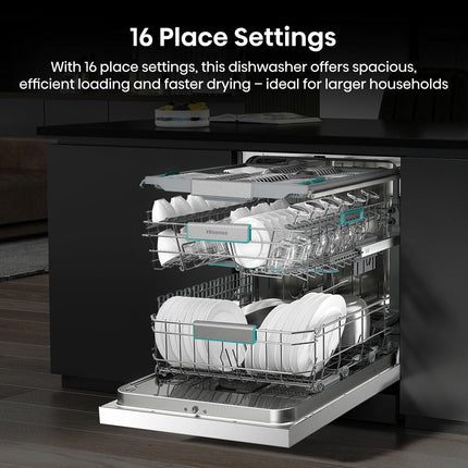 Hisense HS673A90WUK, 16 Place Setting, Freestanding Dishwasher, A Rated in White – view 5