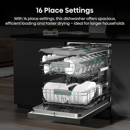 Hisense HS673A90XUK, 16 Place Setting, Freestanding Dishwasher, A Rated in Silver – view 5