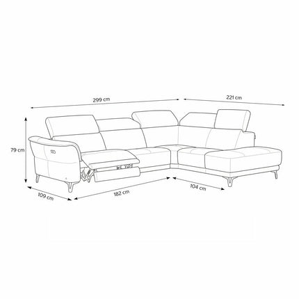 Nicoletti Charleston Beige Leather Power Reclining Corner Sofa with Chaise in 2 Configurations – view 2