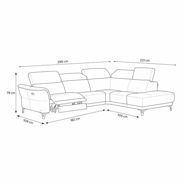 Nicoletti Charleston Beige Leather Power Reclining Corner Sofa with Chaise in 2 Configurations – view 2