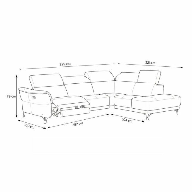 Nicoletti Charleston Blue Leather Power Reclining Corner Sofa with Chaise in 2 Configurations – view 2
