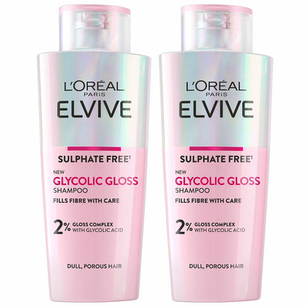 L'Oréal Paris Elvive Glycolic Gloss Shampoo, 2 x 200ml
