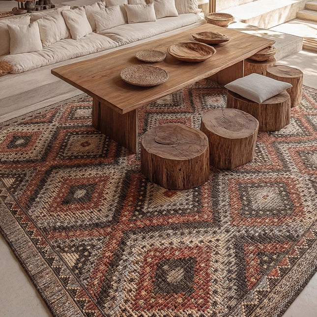 Concept Looms Sumac Brown Rust Indoor Outdoor Rug, in 3 Sizes