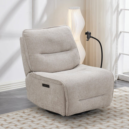 Meteor Beige Fabric Power Reclining Swivel Chair
