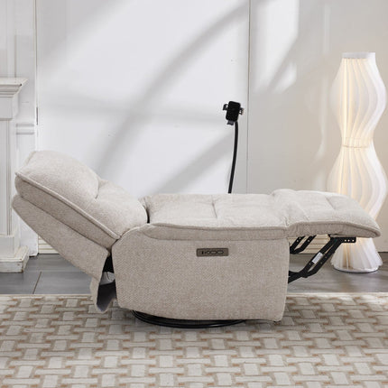 Meteor Beige Fabric Power Reclining Swivel Chair – view 6