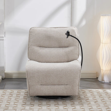 Meteor Beige Fabric Power Reclining Swivel Chair – view 5