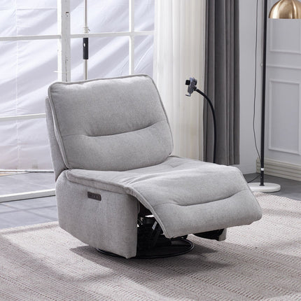 Meteor Grey Fabric Power Reclining Swivel Chair – view 3