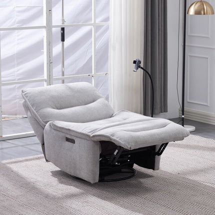 Meteor Grey Fabric Power Reclining Swivel Chair – view 6