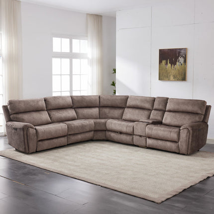 Vegas Brown Fabric Power Reclining Sectional Sofa With Storage Drawer – view 3