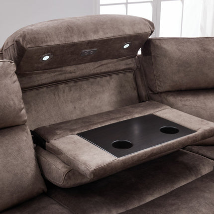 Vegas Brown Fabric Power Reclining Sectional Sofa With Storage Drawer – view 5