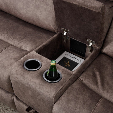Vegas Brown Fabric Power Reclining Sectional Sofa With Storage Drawer – view 4