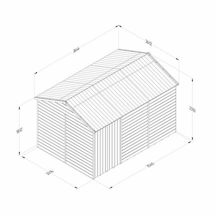 Forest Garden Timberdale 12ft x 8ft 3" (3.6 x 2.5m) Tongue & Groove Wooden Storage Shed – view 3
