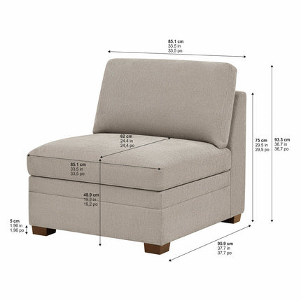 Thomasville Tisdale Taupe Fabric Armless Chair – view 2