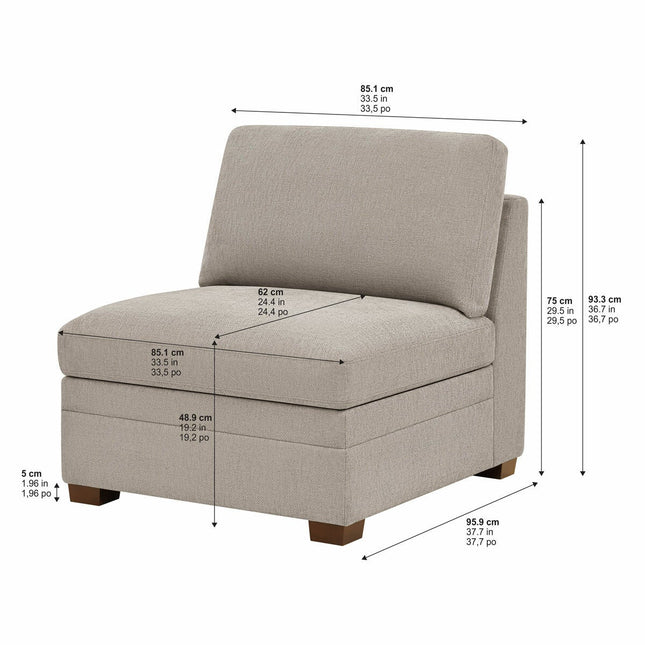 Thomasville Tisdale Taupe Fabric Armless Chair – view 2