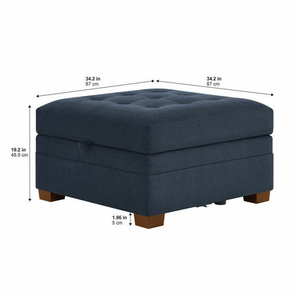 Thomasville Tisdale Blue Fabric Storage Ottoman – view 2