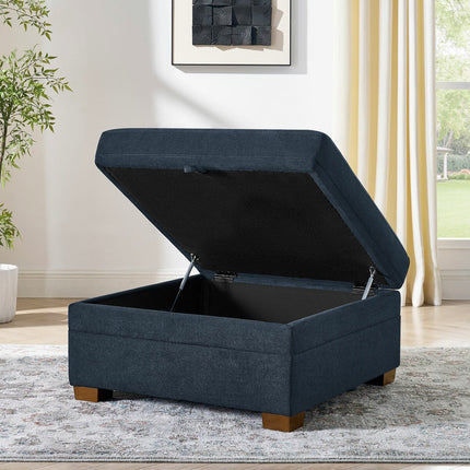 Thomasville Tisdale Blue Fabric Storage Ottoman – view 3
