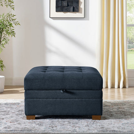 Thomasville Tisdale Blue Fabric Storage Ottoman – view 4