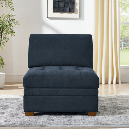 Thomasville Tisdale Blue Fabric Armless Chair – view 3