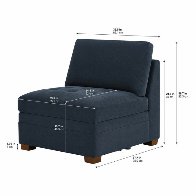 Thomasville Tisdale Blue Fabric Armless Chair – view 2