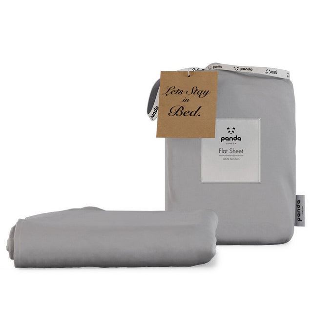 Panda 100% Bamboo Grey Flat Sheet in 4 Sizes – view 2