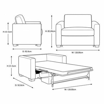 Lucas Natural Fabric Snuggler Sofa Bed – view 2