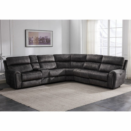 Vegas Grey Fabric Power Reclining Sectional Sofa With Storage Drawer – view 3